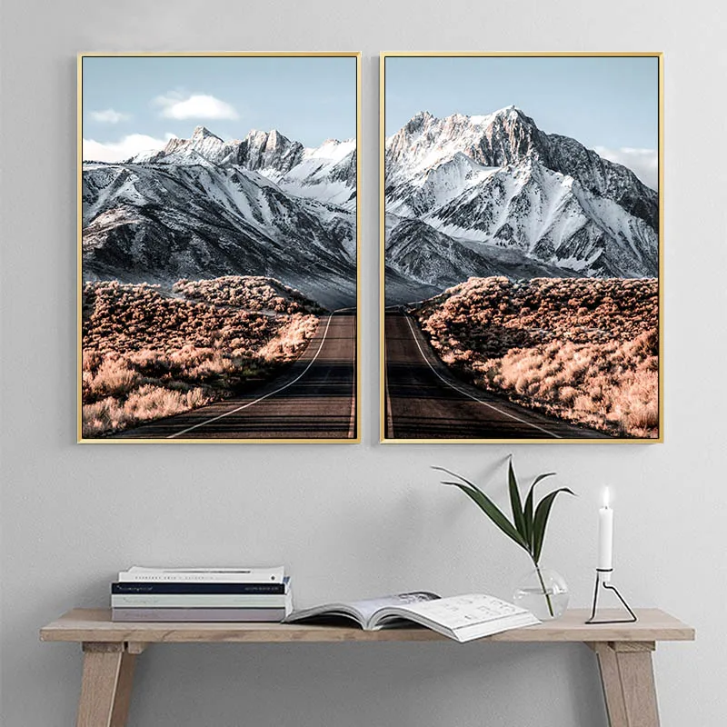 

Mountain Road Wall Art Canvas Poster Nordic Landscape Print Minimalist Decorative Picture Scandinavian Modern Living Room Decor