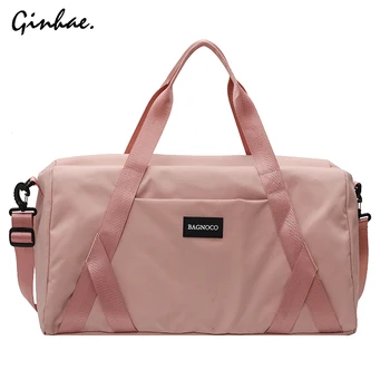 

GINHAE Large Capacity Shoulder Bag Waterproof Nylon Training Fitness Travel Handbag Black Color Women Men Outdoor Sport Bag 2020