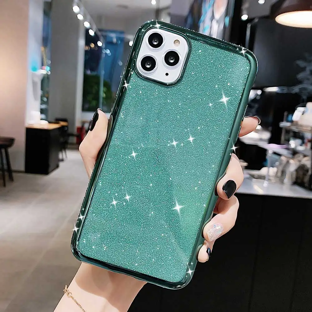 Блестящий зеленый чехол для телефона iphone 11Pro 11 pro Max XS MAX мягкие чехлы из ТПУ XR X 7 8 6 6s