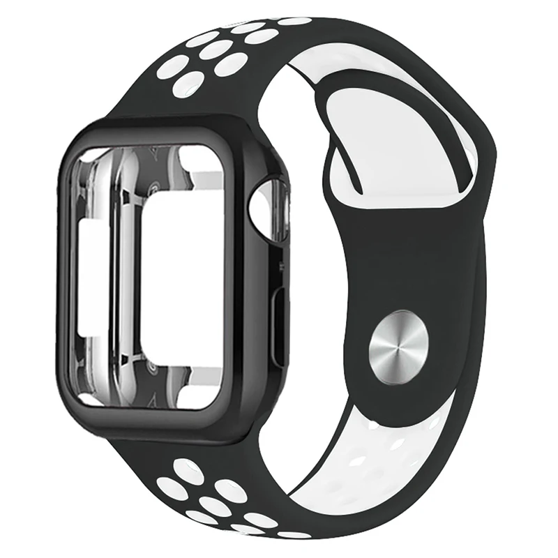 Силиконовый спортивный ремешок для часов+ чехол относится к apple watch 5 4 3 2 1 серии 38 мм/42 мм, ремешок для наручных часов iwatch, 40 мм 44 браслет наручные аксессуары