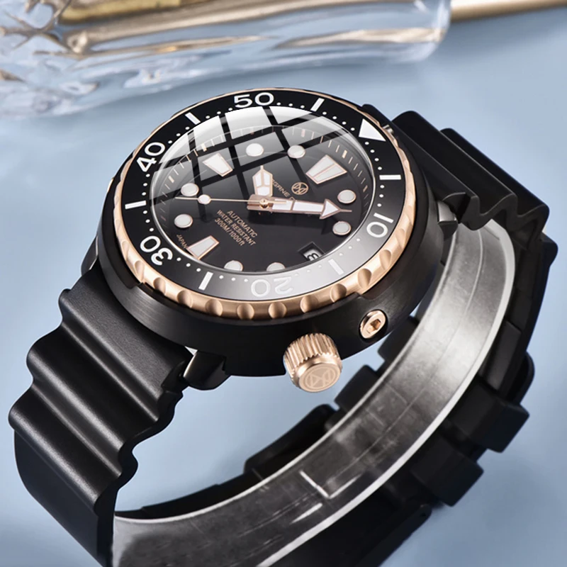 PAGRNE DESIGN Diver Men's watch 300M Waterproof NH35 Mechanical Watches Sapphire Crystal  Automatic Wristwatch Relogio Masculino