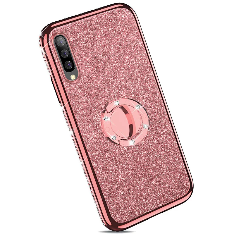 Чехол со стразами и блестками для samsung Galaxy A20E A10E A80 A70 A60 A50 A40 A30 M30 M20 A8 A6 плюс A7 J8 J6 J4 палец кольцо крышки