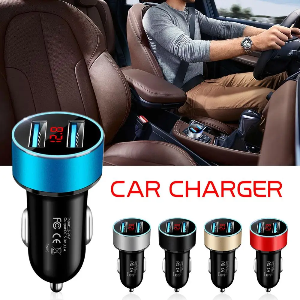 

3.1A Dual USB Port LCD Display Qucik Car Auto Mobile Phone Quick Port USB Fast Charger Adapter Fast Charge LCD Display