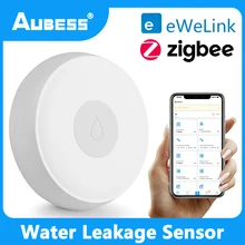 Aubess-sistema de alarma inteligente ZigBee para el hogar, Sensor de fugas de agua, Detector de desbordamiento, Sensor de inundación, funciona con EWeLink