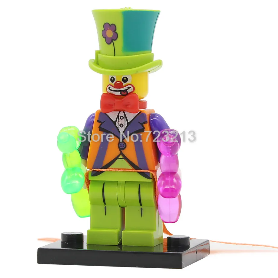 Circus clown Одиночная Забавная фигурка ковбой фейерверк Единорог Паук Мальчик клоун кошка кактус Слон Девушка Строительные блоки наборы модели Кирпичи Игрушки - Цвет: Circus clown