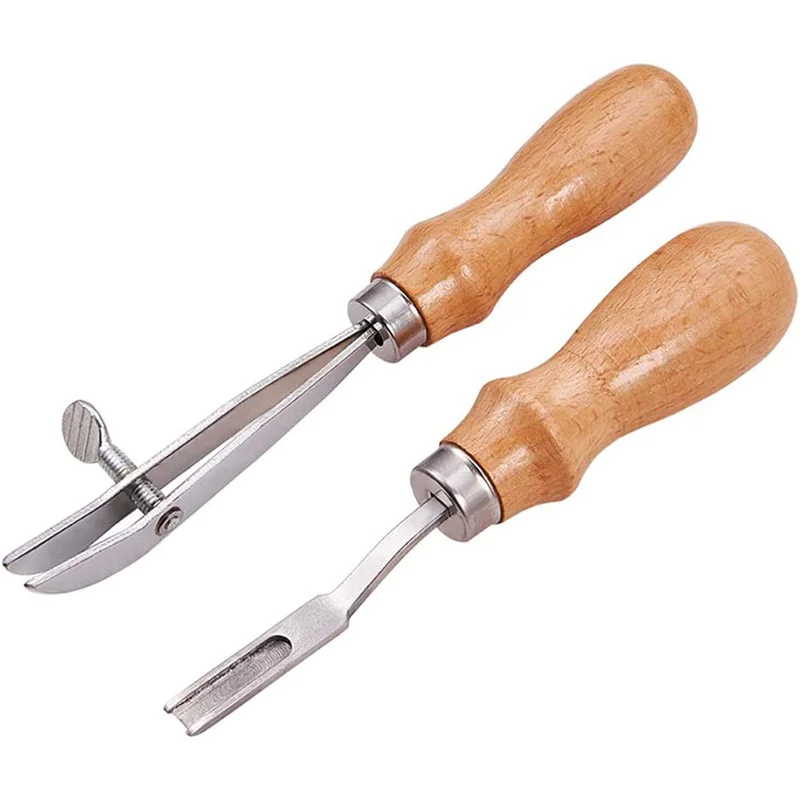 

HOT 2Pcs Profession Adjustable Leather Craft Edge Creaser Tool Leather Edge Skiving Tool