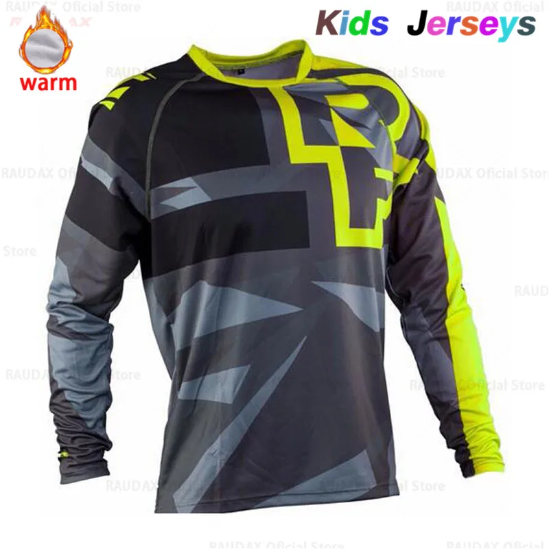

Kids Fleece Keep Warm Long Sleeve Cycling Jerseys MTB Boys Mountain Bike Clothing Motocross Jersey Downhil DH Cycling T-Shirt