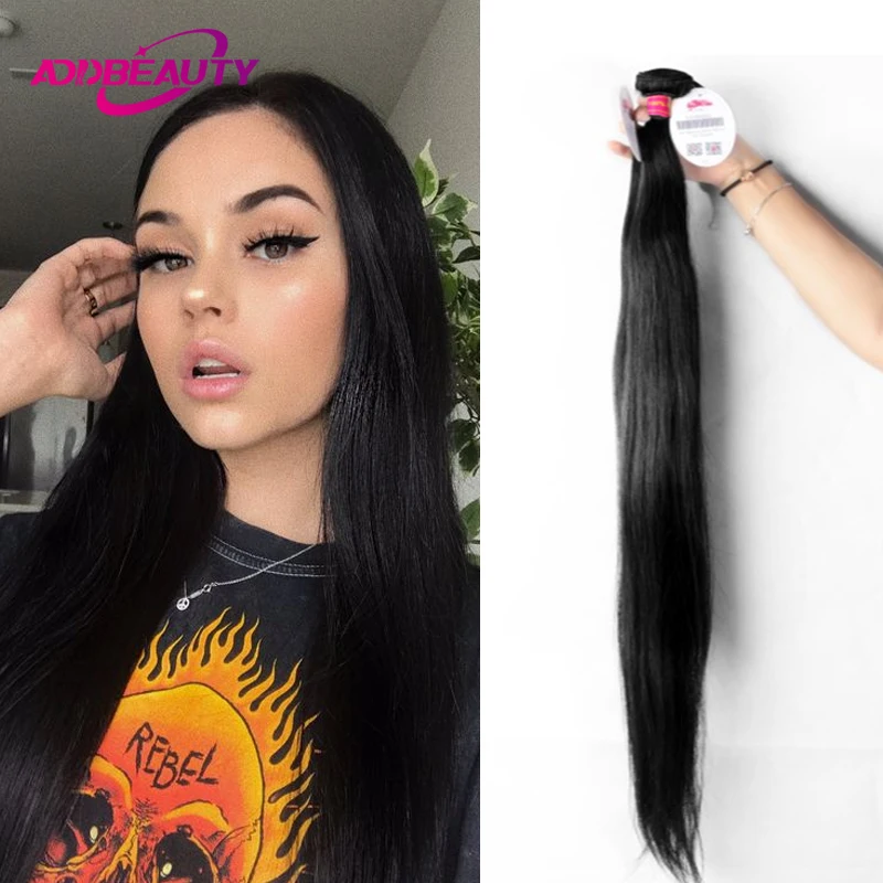 

1/3/4 Pieces Hair Weave Bundles Natural Color Addbeauty Virgin Straight Hair Bundles Brazilian Human Hair Weaving