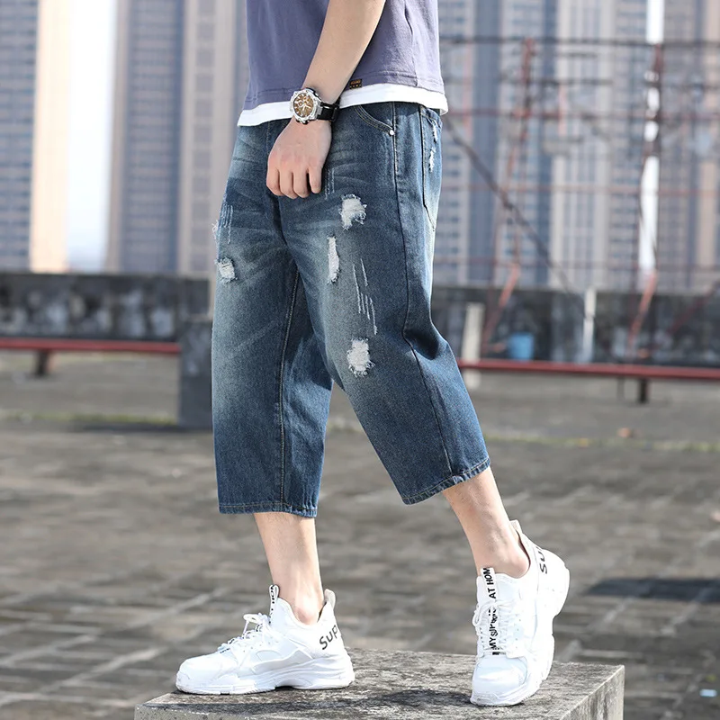 Pantalones De Mezclilla Hombre мешковатые джинсы мужские Лето Плюс Размер мужские укороченные брюки модные джинсы для мужчин Гаремные штаны с дырками