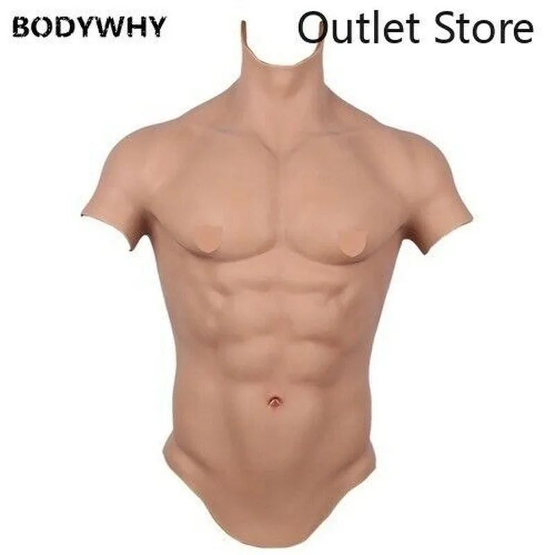 Artificial Women Silicone Fake Pectoralis Vest Realistic Abdominal Muscle Boxing Belly Simulation Waist Shaper Sexy Bodysuit