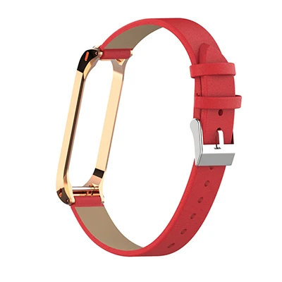 Red Ремешок для часов из искусственной кожи для Xiaomi mi 3 mi Band 4, спортивный ремешок для Xiaomi mi Band 4 3, Смарт-часы с металлической рамкой - Цвет: Red