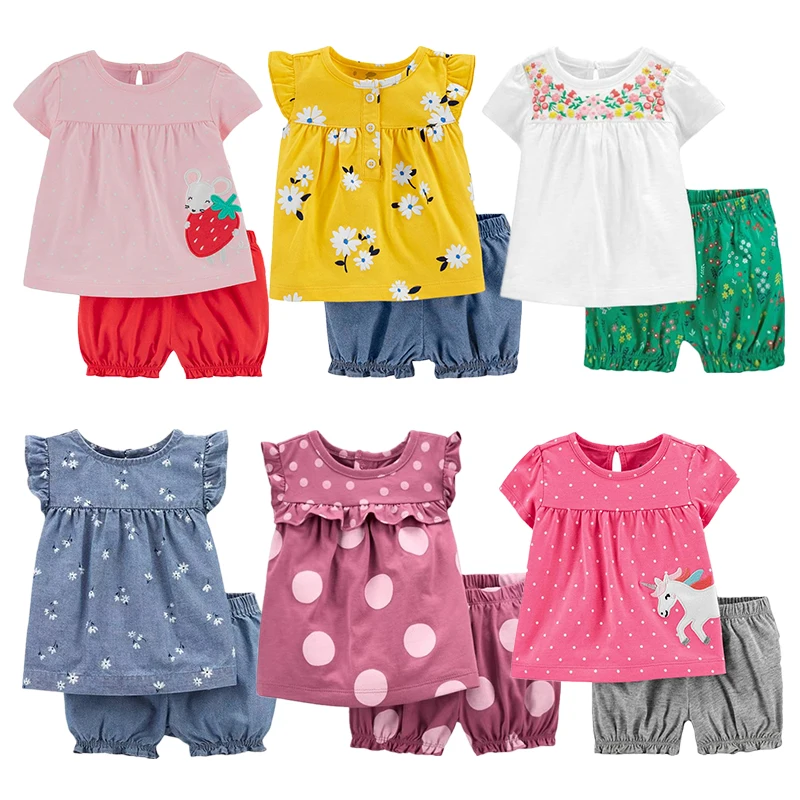 Комплект из 2 предметов для маленьких девочек шорты и футболка модная одежда