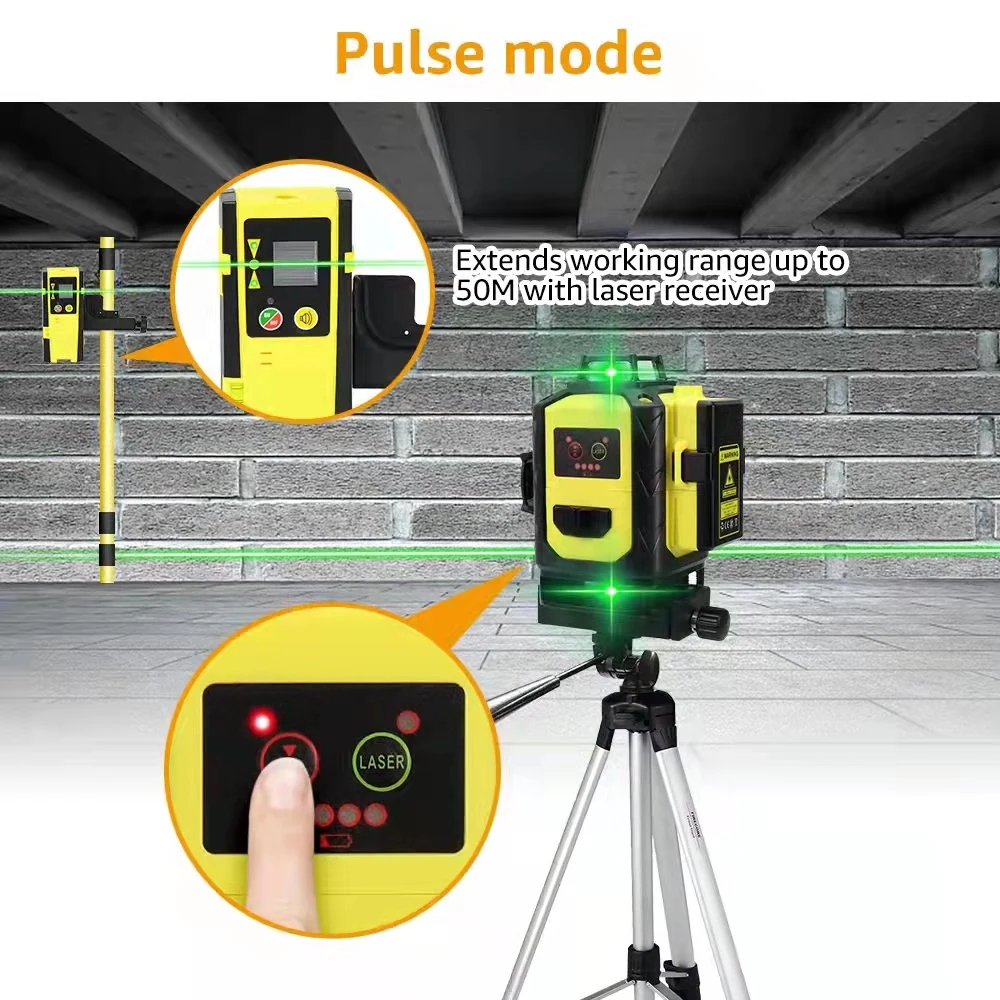  Firecore Nivel láser con trípode, 82 pies, color verde,  autonivelante, nivel láser de línea cruzada de 360 ° para colgar imágenes,  proyectos de interiores, soporte giratorio magnético, baterías y :  Herramientas