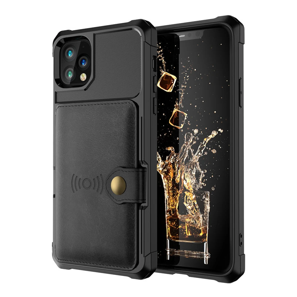 Кожаный Автомобильный Магнитный чехол со слотом для карт iPhone 11 Pro X XS XR Max 7 8 Plus