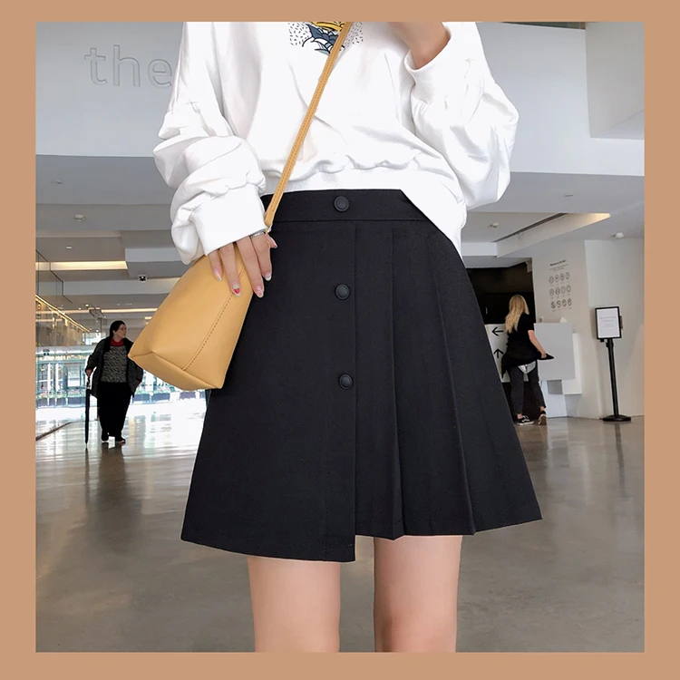 Mishow Осенняя Женская однотонная Офисная Женская юбка с высокой талией, мини-юбка трапециевидной формы, асимметричная плиссированная Женская юбка MX19C1539