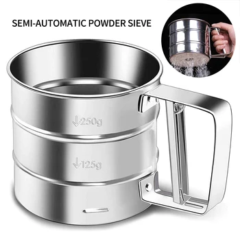 

Hand-screened Stainless Steel Flour Sieve Cup Powder Sieve Mesh Knife For Cakes Tools Mesh Sieve Baking Kitchen Gadget#3