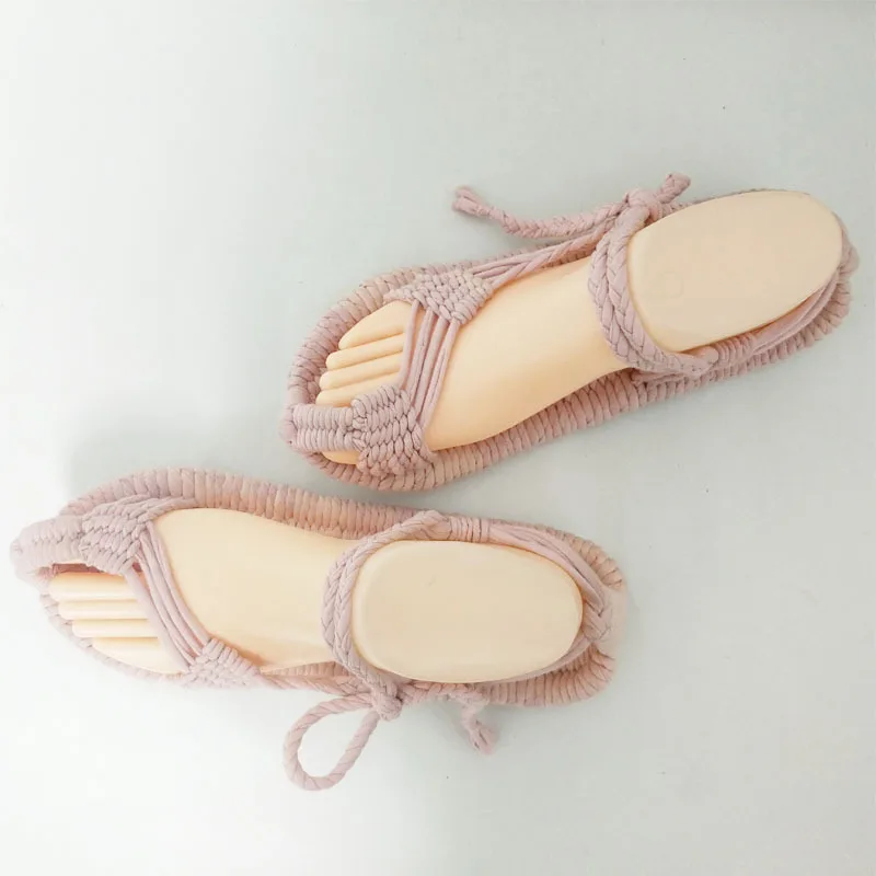 

New Style Cotton Cloth Casual Entirely Handmade Weaving Beach Sandals Drifting Straw Sandals Retro Casual Sandals Hot Sales
