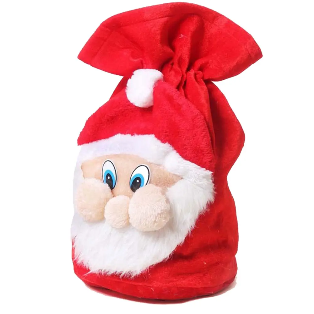 

New Merry Santa Claus Face Gift Drawstring Bag Polyester Christmas Decoration
