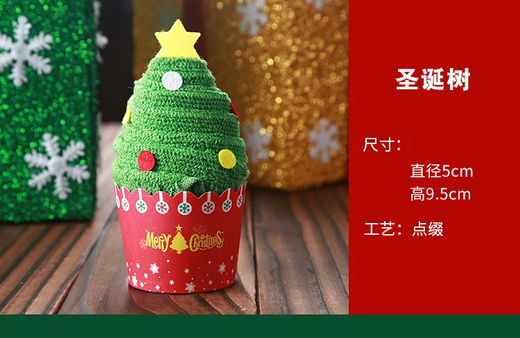 Christmas Cake Three-piece Towel Gift Box Pure Cotton Small Square Towel Christmas Gift