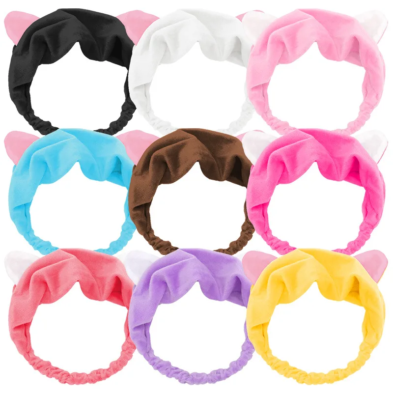 Elastic cat ear headband cute hair accessories face wash hair band cat makeup mask  hair cover bangs 5pcs set baby hairpins cute bb hair clips girls bow braided pony tail clip princess broken bangs clip headdress accessories