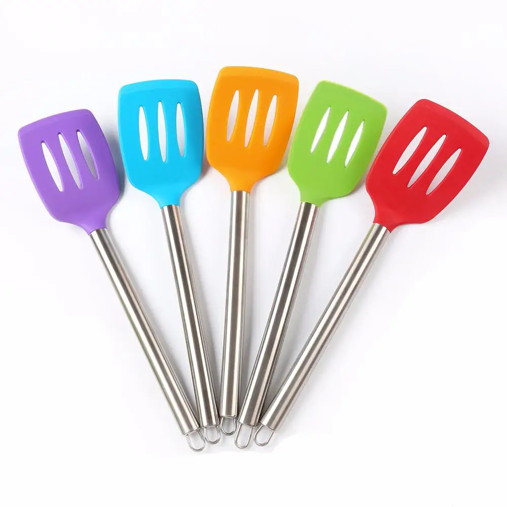 

ERMAKOVA Silicone Kitchen Utensil Fish Steak Slotted Turner Spatula for Cooking Non Stick Cookware Pancake Turner Egg Flipper