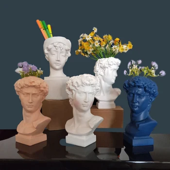 

Nordic style Creative Receive a Pen Container Human Head Decorative Ornaments Resin David Venus Vase Flower Arrangement
