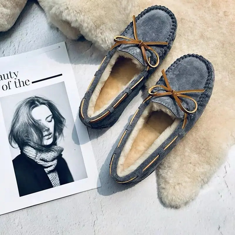

China's top quality snow boots in 2021, real sheepskin 100% natural wool woman flats women loafers free delivery, women's shoes