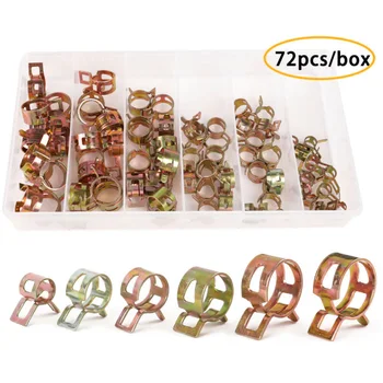 

72Pcs/Box Spring Clip Hose Water Pipe Tube Clamps Part Accessary 6 sizes