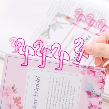 

10 Pieces/Set Creative Office School Kawaii Supplies Cute Cartoon Pink Flamingo Animals Paper Clips For Girls High Quality