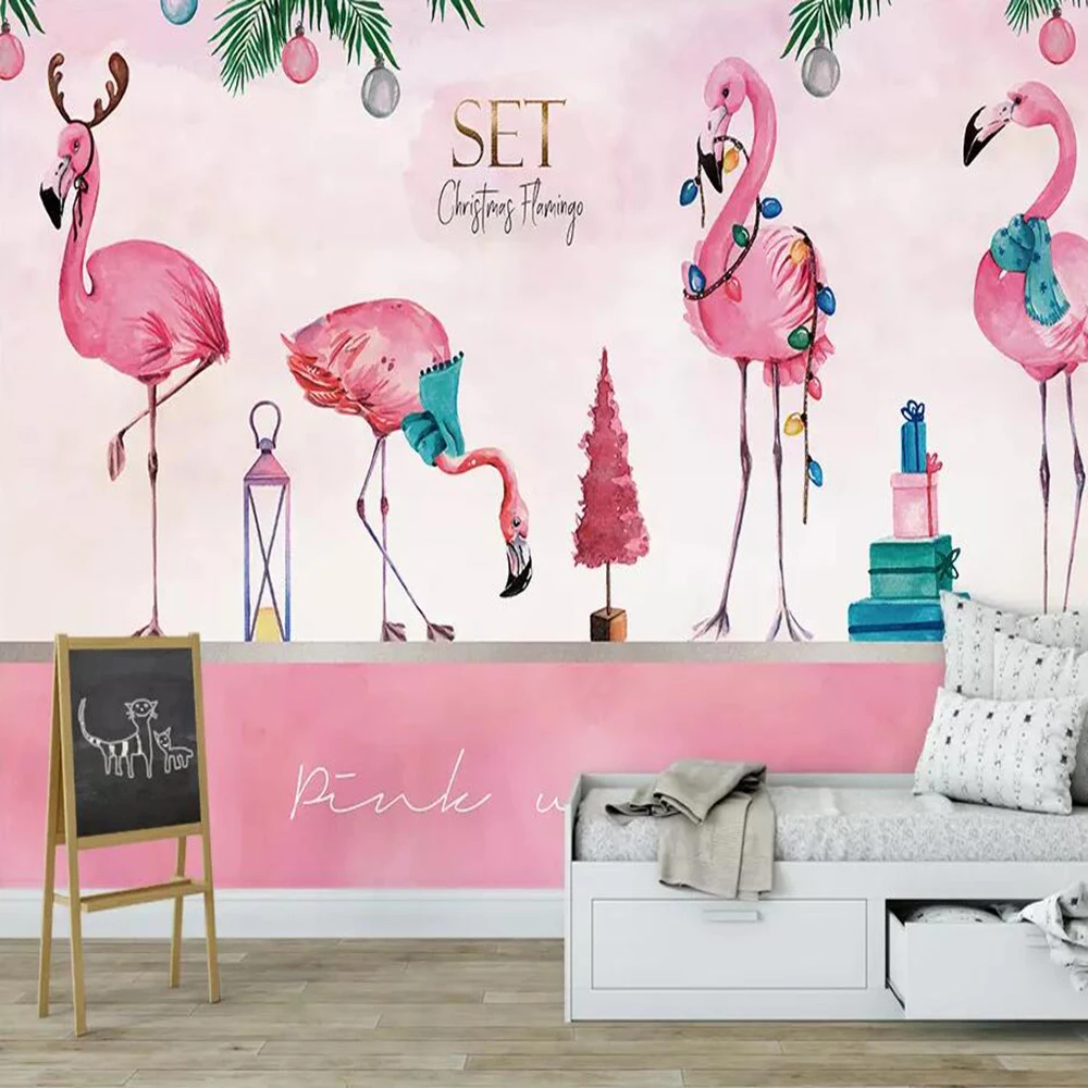 

Drop Shipping Custom Large 3D Wallpaper Mural Nordic Pink Flamingo Living Room Bedroom Wall Decoration Wallpaper Mural