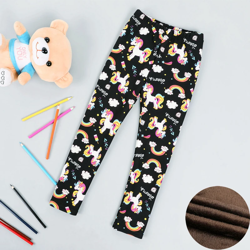 Autumn Winter Baby Girls Leggings 2021 Thick Warm Dot Pants Kid Girl Leopard Plus Velvet Pants Children Vintage Flowers Trousers