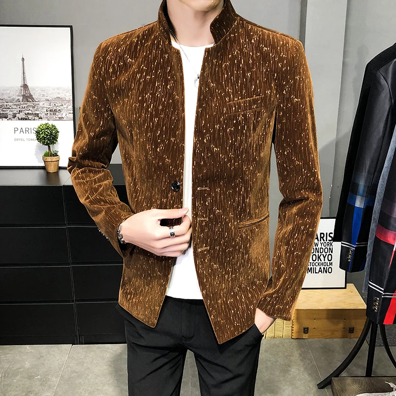 

Royal Blue Velvet Blazers Mens Red Chinese Tunic Suits Madarin Collar Zhongshan Fu Velour Claret Oriental Style Vintage Burgundy