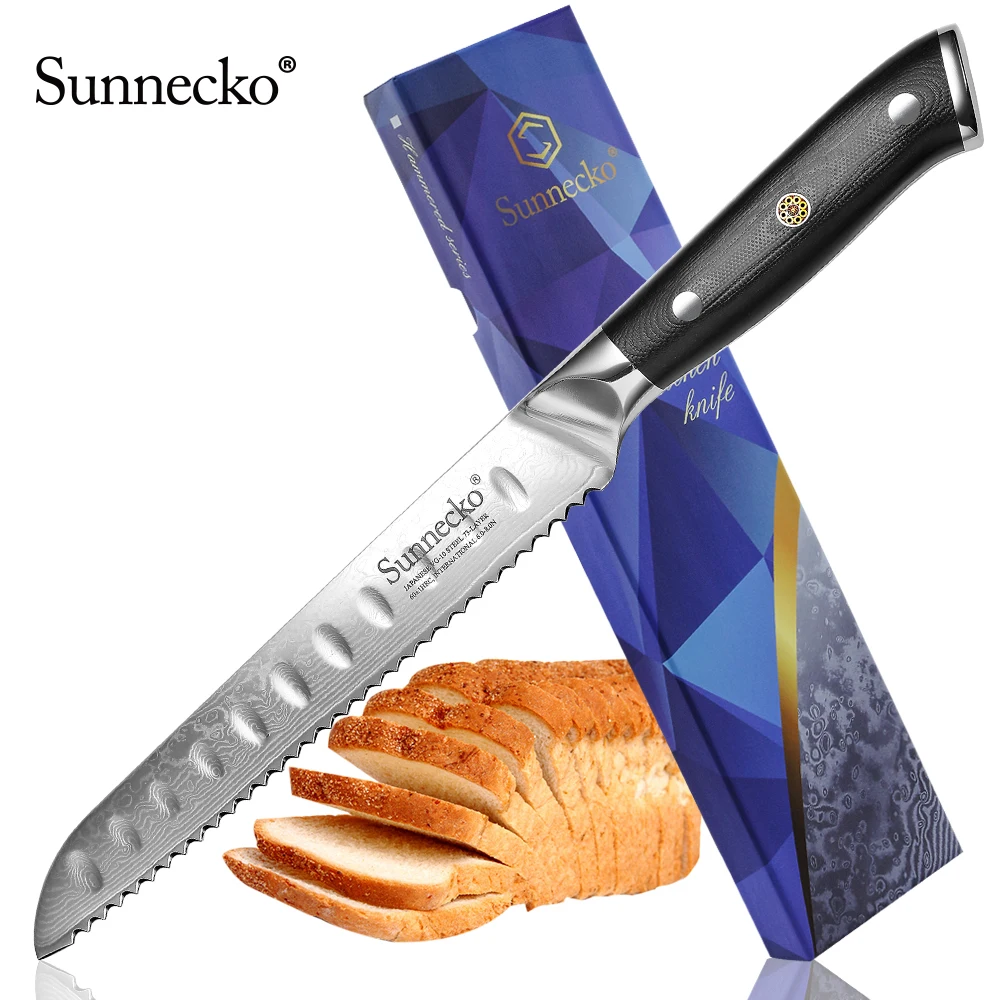 Нож для хлеба Sunnecko VG10 японские кухонные ножи из дамасской стали 8 дюймов Ручка G10