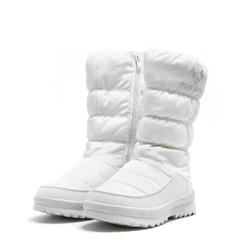 

Big size 36-41 New warm snow boots women zipper platform boots solid color waterproof mid calf thick fur winter boots