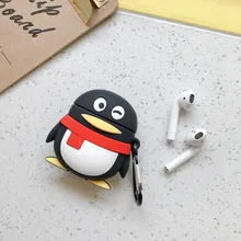 Милый Пингвин QQ чехол для наушников Airpods силиконовый мягкий чехол для наушников Bluetooth Airpods 1 2 зарядная коробка