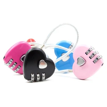 

Heart-Shaped Padlock Combination 3 Dial Digit Password Lock Luggage Password Padlock Traveling Travel Backpack Anti-Theft Locks