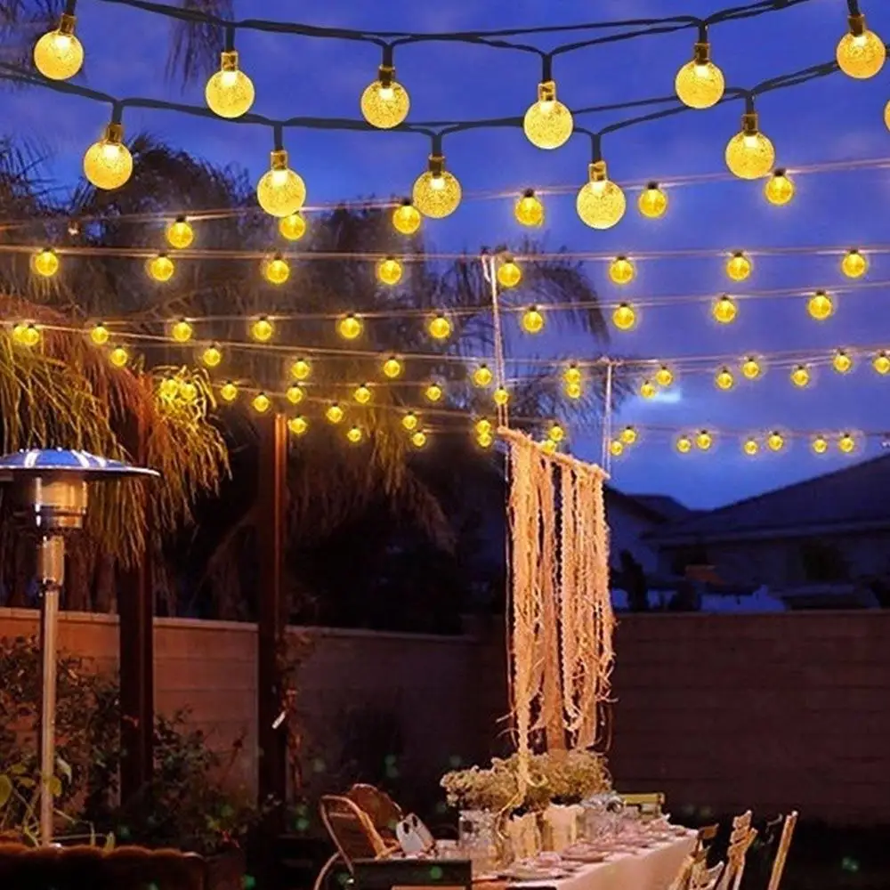 

12M 100LED Solar Fairy String Light Bubble Lights Crystal Ball String Light Waterproof Christmas Tree Wedding Garden Indoor Deco
