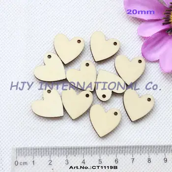 

(100pcs/lot) 20mm High Quality Blank Wood Love With Hole Crafts Hearts Tags Ornaments 13/16" -CT1119B