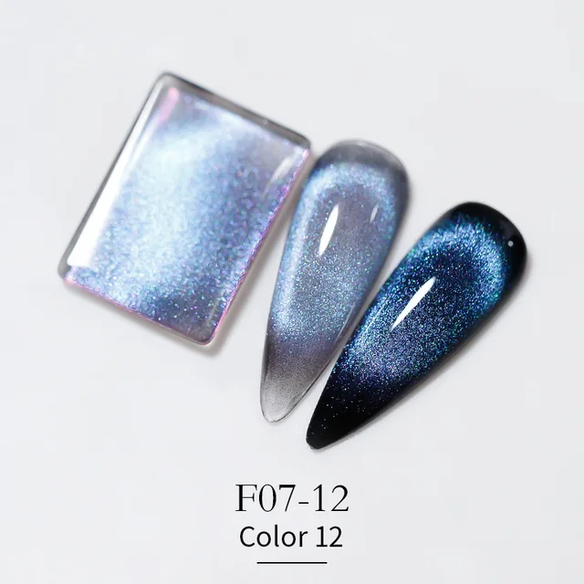 Vendeeni New Colourful Crystal Cat Eye Gel Nail Polish 9D Aurora Cat's Eye Gel Varnish Magnetic Hybrid UV Soak Off Gel Lacquer F07-12