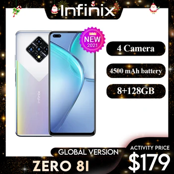 Перейти на Алиэкспресс и купить Infinix Zero 8i глобальная Версия 8GB 128GB 6,85 ''FHD 90Hz Full Screen 48MP Quad Camera 4500mAh аккумулятор дешевые мобильные телефоны