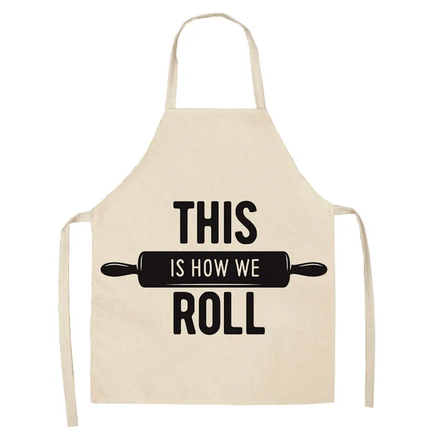 Black and White Pattern Aprons Kitchen Aprons Woman Decor Cotton Linen Sleeveless Apron Cooking Baking Waist Bib Tool WQCN31