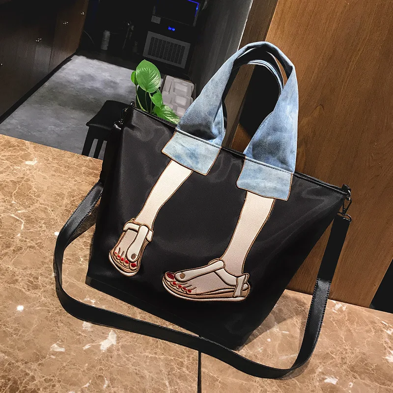

the new fashion jeans cartoon characters of canvas single shoulder female bag supporting the special package