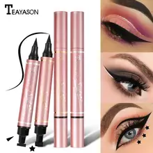Dubbele Hoofd Vloeibare Eyeliner Rose Gold Stempel Eyeliner Driehoek Eyeliner 2 In 1 Waterdichte Quick Dry Seal Eyeliner TSLM1