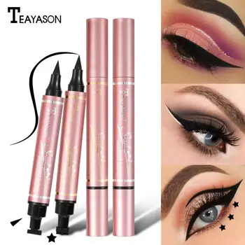 

Double Head Liquid Eyeliner Rose Gold Stamp Eyeliner Triangle Eyeliner 2 in 1 Waterproof Quick Dry Seal Eyeliner TSLM1