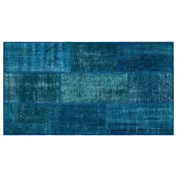 

Handmade Turquoise Vintage Overdyed Patchwork Area Rug 080x150 Cm-2'7''X4'11''