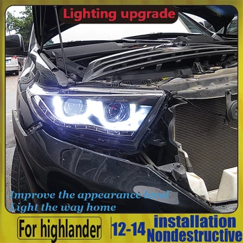 

For Highlander LED Headlights 2012-2014 Year Front Lamps With Projector Lens Daytime Running Lights
