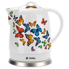 Чайник фарфоровый электрический Delta DL-1233А Бабочки, 1500 Вт, 1,7 л