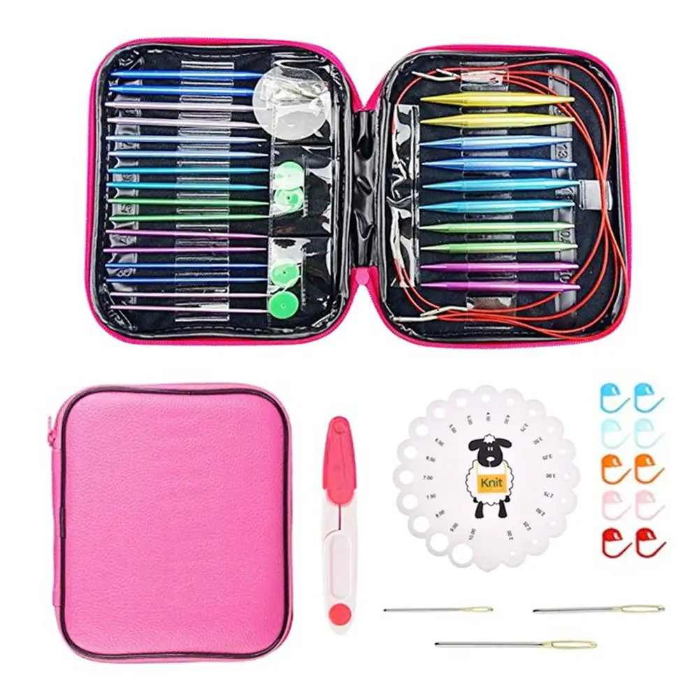 

13pairs Aluminum Circular Knitting Needles Ring Set Daily Durability DIY Tool Sewing Accessories Necessary Knitting Gadgets