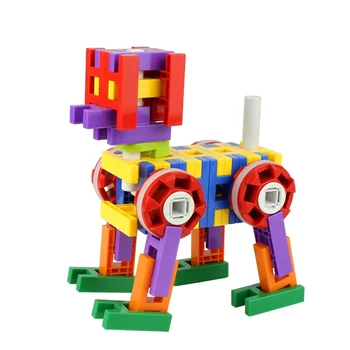 

Candice guo! funny colorful plastic toy H shape DIY assembly blocks educational pipeline wheels toy baby birthday Christmas gift