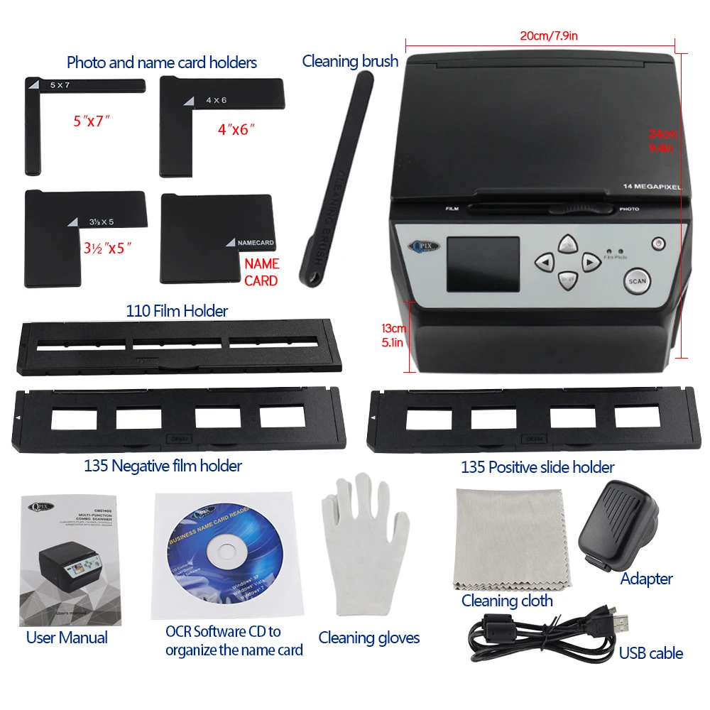 22 Mega Pixels 4 in 1 COMBO and Digital Film Scanner 135 Negative Converter Photo 35mm Business Card images - 6